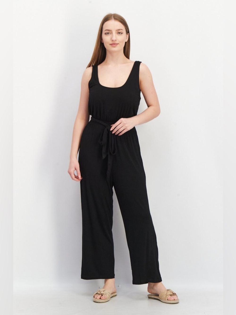 BB Dakota X Steve Madden Nashville Tie Belt Crop Jumpsuit in Black, Small